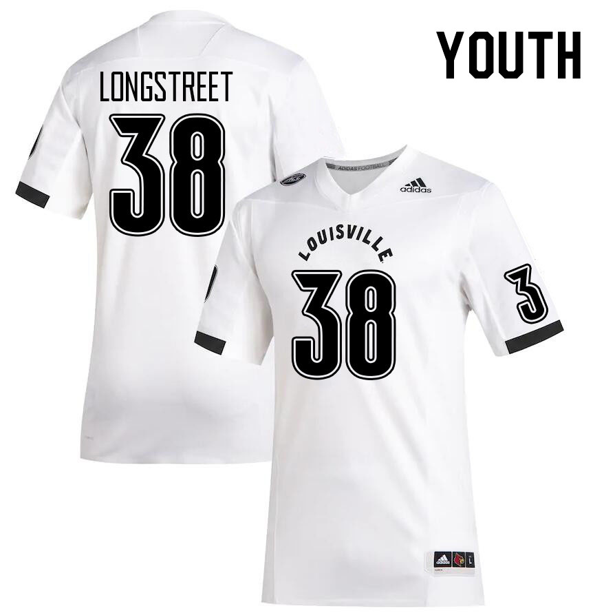 Youth #38 Kevin Longstreet Louisville Cardinals College Football Jerseys Stitched Sale-White